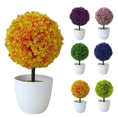 Lifelike Artificial Potted Plant Plastic Grass Ball Topiary Tree Home Decor - Image 1 of 4