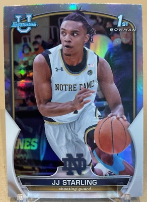 2022-23 Bowman University Chrome JJ Starling Refractor #37 1st Notre Dame - Image 1 of 2