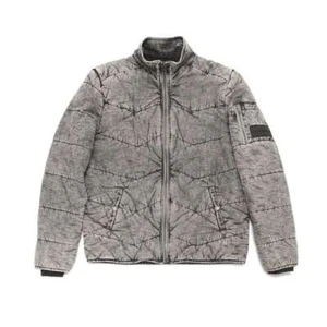 Giacca Puffer Uomo Calvin Klein Lavata Nero Grigio Jean Cerniera Piena Cappotto Caldo NUOVO - Foto 1 di 9
