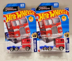 2025 Hot Wheels Optimus Prime Transformers FREE SHIPPING (LOT OF 2) - Picture 1 of 1