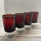 Vintage Luminarc Arcoroc Durand France Red Ruby Stemware 4" Wine Glass Set Of 4
