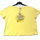 Prana Women's T-Shirt 2.0 Tee Cropped Yellow Journeyman Bee Positive Sz Xl Nwt