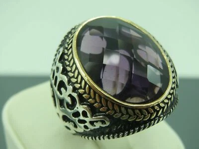 Anillo de plata de ley 925 con piedra amatista para hombre talla 12 Foto 1 de 4