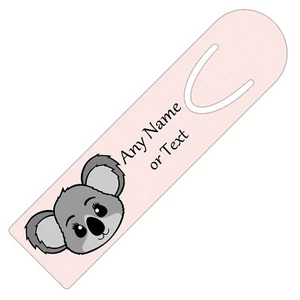PERSONALISED KOALA BEAR FACE PRINT BOOKMARK ALUMINIUM PAGE HOLDER READING GIFT - Picture 1 of 4