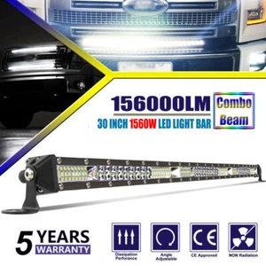 30inch Slim LED Light Bar Single Row Spot Flood Combo Work Truck SUV ATV 4WD - Picture 1 of 12