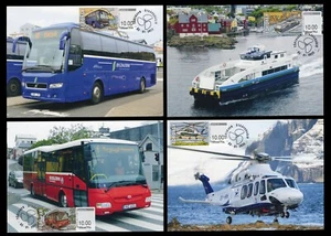 FAROE ISLANDS 2022 Maximum Card ATM, Set of 4 Transport, bus, ferry, helicopter - Picture 1 of 3