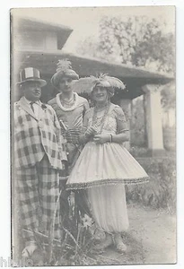 BM308 Carte Photo vintage card RPPC Indochine groupe déguisement fun funny - Picture 1 of 1