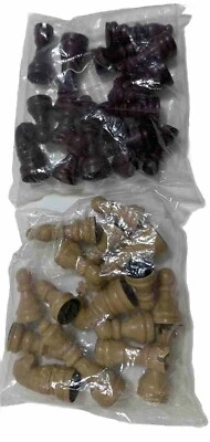 Chess Pieces New In Bags, Felt  Bottoms, 2.5 Inch King, Plastic, Brown/Cream - Image 1 of 4