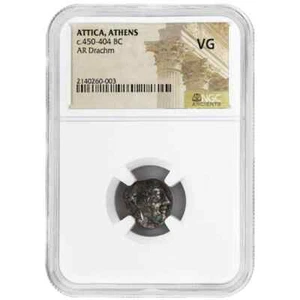 ATTICA, ATENE, c.450-404 a.C., dracma AR, NGC VG moneta rara - Foto 1 di 2