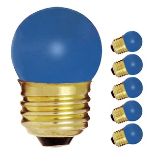 5 Pack CERAMIC BLUE Globe Indicator Bulb 7.5W 120V S11 Medium Base E26 - Picture 1 of 4