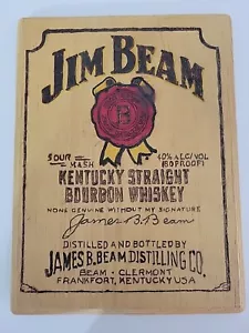 Jim Beam Whiskey Handmade Wooden Wood Burning Painted Sign Decor Advertising - Picture 1 of 4