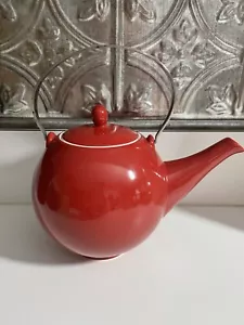 TEAVANA Red TEAPOT Ceramic STAINLESS HANDLE HOLDS 3 CUPS EX CONDITION - Picture 1 of 9