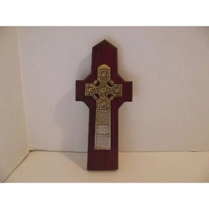 Bevel Cherry-Stained Wood W/Pewter Celtic Cross Made in the USA B1C 5/7 - Picture 1 of 2