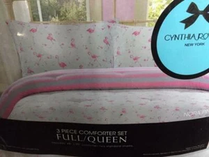 3-Pc Cynthia Rowley Flamingo Ballerinas Stripes Full/Queen Comforter Shams NIP - Picture 1 of 1