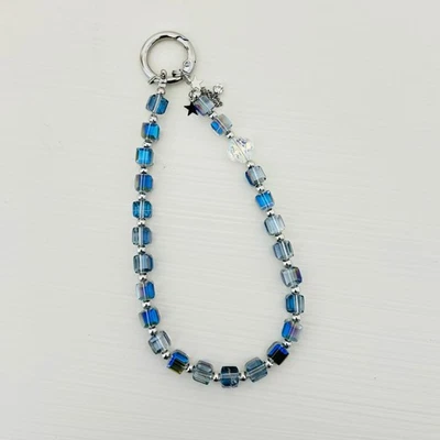 Correa de muñeca con cuentas para teléfono, cadena de cordón para teléfono celular, llavero, pulsera brillante Foto 1 de 2