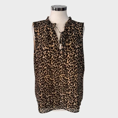 J. Блузка заводская Crew без рукавов размер XL коричневая с анималистическим принтом 100% полиэстер с подкладкой - Изображение 1 из 4