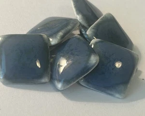 Set Of 6 Shiny Ceramic Buttons Blue Gray Buttons 3/4” - Bild 1 von 5