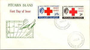 1963 British Pitcairn Island Red Cross Centenary Stamps First Day issue Cover - Picture 1 of 2