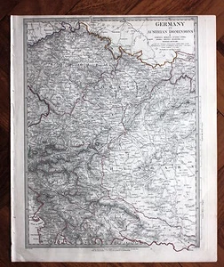 Original antique map SDUK CENTRAL EUROPE GERMANY, AUSTRIA, HUNGARY, BOHEMIA 1845 - Picture 1 of 1