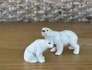 Par De Estatuillas De Colección De Osos Polares De China De Hueso - 2 Animales De Navidad De Invierno - Imagen 1 de 6