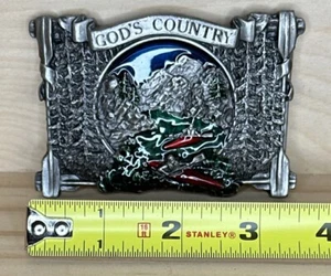 Bergamot brass belt buckle 1983 “Gods Country” - Picture 1 of 2