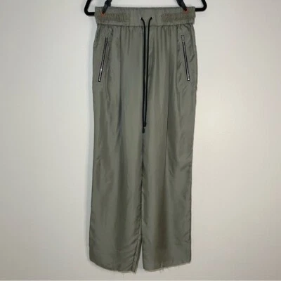 Rag & Bone 100% Silk Track Trouser Drawstring Zip Pocket Pants Raw Hem Womens XS - Image 1 of 4