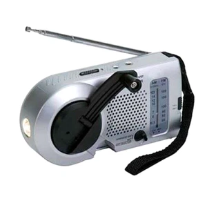 Kaito Emergency AM/FM Radio with Flashlight KA-006, Silver Color - Picture 1 of 2