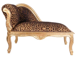 Sofá Recamiere Leopardo Oro Barroco Sofá Taburete Palacio Asiento Tapizado Sofá Antiguo - Imagen 1 de 5