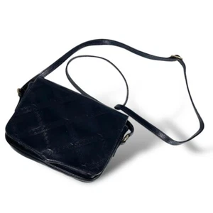 Yves Saint Laurent Vintage Leather Shoulder Bag Black YSL Logo Embossed Women - Picture 1 of 10
