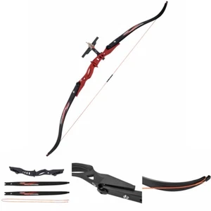 60" Archery Recurve Bow Takedown American Hunting Longbow Right Hand 20lbs 1set - Picture 1 of 14