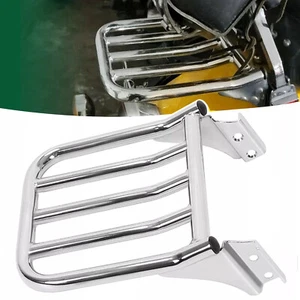 For Harley Fatboy Heritage Softail Dyna 84-up Chrome Rear Backrest Luggage Rack - Picture 1 of 9