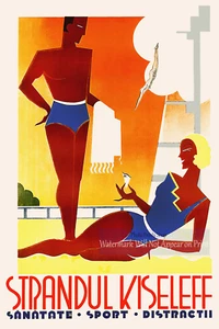 Strandul Kiseleff Bucuresti Rumänien Reiseposter Vintage Wandkunst Poster - Bild 1 von 11