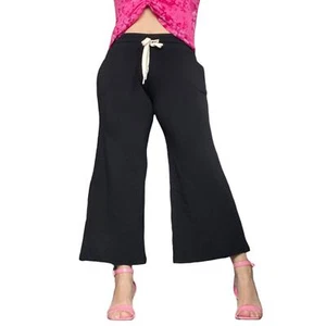 Sen Black Cropped Wide Leg Sweatpants Size XS - Picture 1 of 8