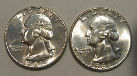 1961-P&D George Washington Quarter 90% Silver BU From Original Rolls Blast White Cover