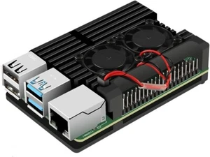 Raspberry Pi 4 4B czarna aluminiowa obudowa etui ze zintegrowanym radiatorem - Zdjęcie 1 z 3