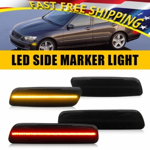 4X Smoke Lens Amber+Red Front&Rear Side Marker LED Light For 2001-05 Lexus IS300 - Picture 1 of 12