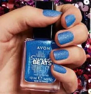 AVON SUNSET BEATS NAIL ENAMAL GLITTER PARTY LIGHTS BLUE NEW BOXED +FREE SAMPLE! - Picture 1 of 1