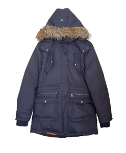 Sam Edelman Navy Faux Fur Trimmed Parka Stehkragen Puffer Coat Women’s L - Bild 1 von 13
