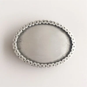 Antique Brushed Silver Oval Blank Belt Buckle For Engraving - Picture 1 of 6