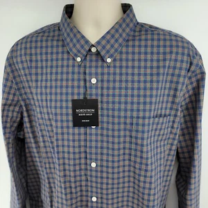 Nordstrom Men's Shirt XXL Trim Fit Non-iron Long Sleeve Button Tartan Plaid - Picture 1 of 9