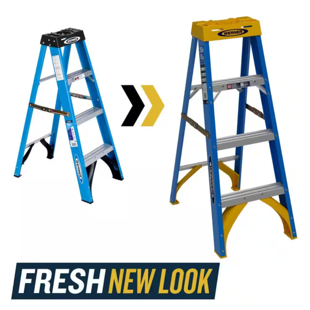 Werner 7300S 12-ft Fiberglass Type 1AA-375-lb Load Capacity Step Ladder