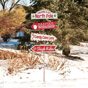Whimsical Christmas Directional Yard Sign, Home Decor, 1 Piece - Picture 1 of 2