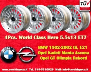 4 Cerchi Opel Kadett Manta Ascona GT BMW E21 2002 5.5x13 ET7 4x100 Wheels Felgen - Imagen 1 de 1