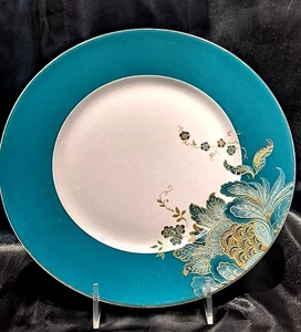 222 Fifth Eliza Teal Dinner Plate 9265746 10-7/8" Porcelain - Picture 1 of 4