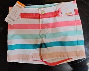 Gymboree Girls Pink Blue Striped Shorts Size 4T NWT - Picture 1 of 5