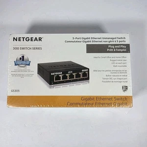 Netgear 300 Switch Series 5 Port Gigabit Brand New Unopened Box GS305 - Picture 1 of 5