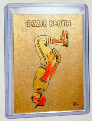 Cartão comercial Ozzie Smith folheado a ouro assinado pelo artista "St. Louis Cardinals" 1/1 - Imagem 1 de 2