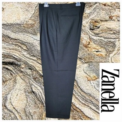 37 x 31 Pantalones de Lana ZANELLA Italia Plisados Oliva Donegal Hombres Vestido Pantalones Foto 1 de 4