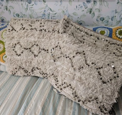 Pottery Barn 24" Woven Fringed Sequin Natural Boho Pillow Covers - Image 1 of 4