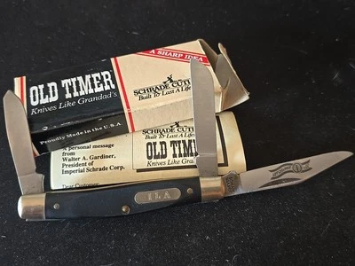 Schrade Old Timer EE. UU. 34OT Middleman Stockman 3 hojas RARO asas negras personalizadas Foto 1 de 4